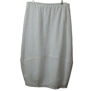 Sue Wong White Midi Pencil Skirt LG Slip Skirt White Wrinke Crinkle Vintage